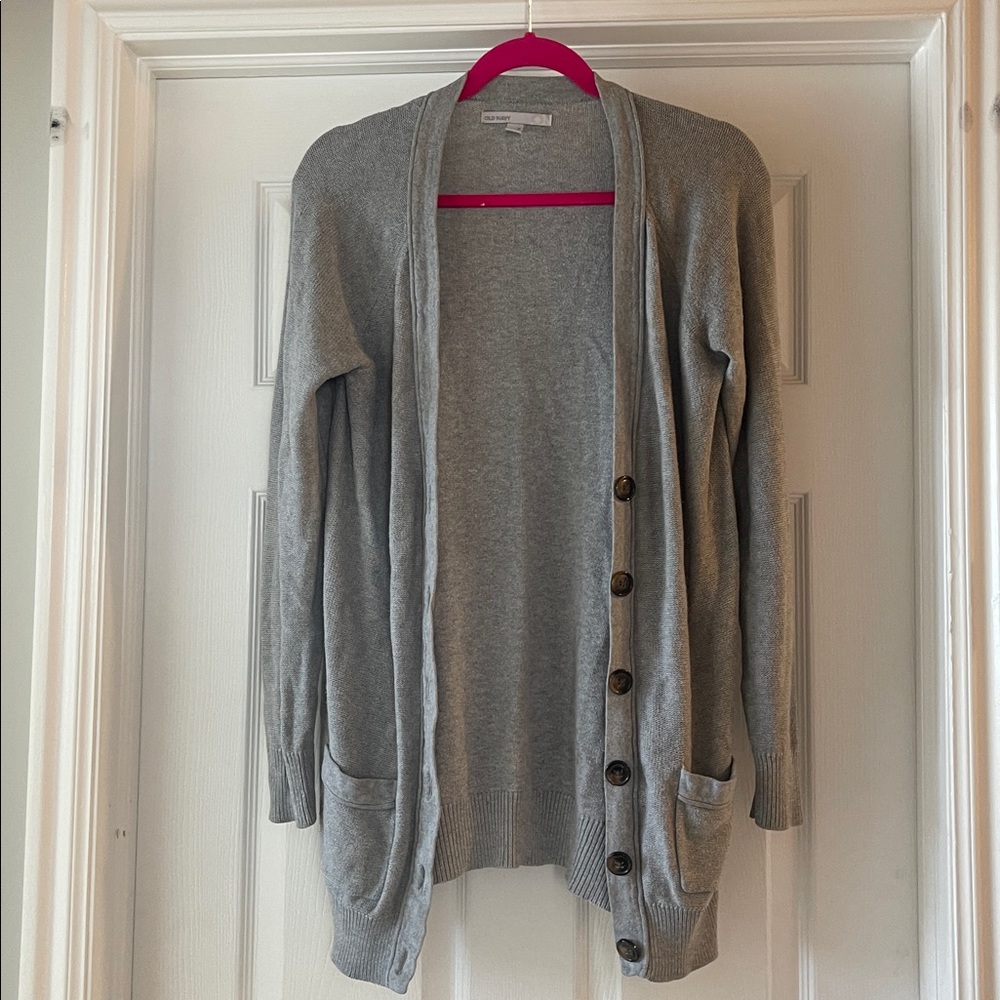 Old Navy Heather Gray Cardigan Knit Sweater